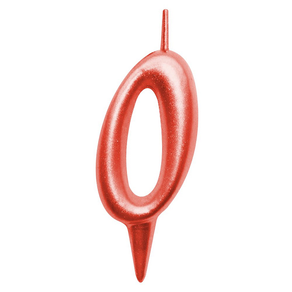 Свеча для торта "Овал" цифра 0 (красный), 8х4х1,2 см. 