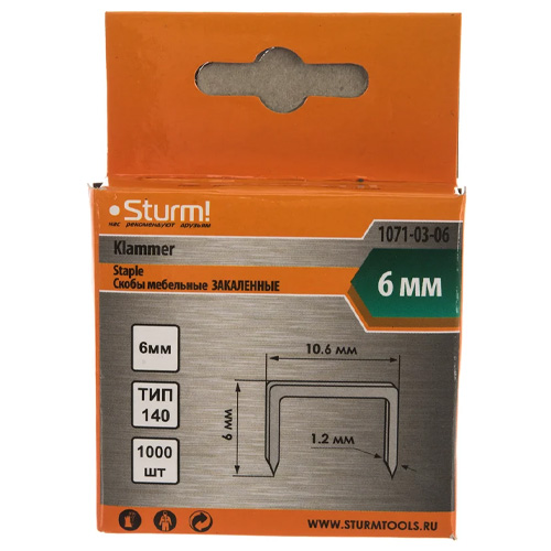 Скобы для степлера тип 140 6 мм STURM 1071-03-06