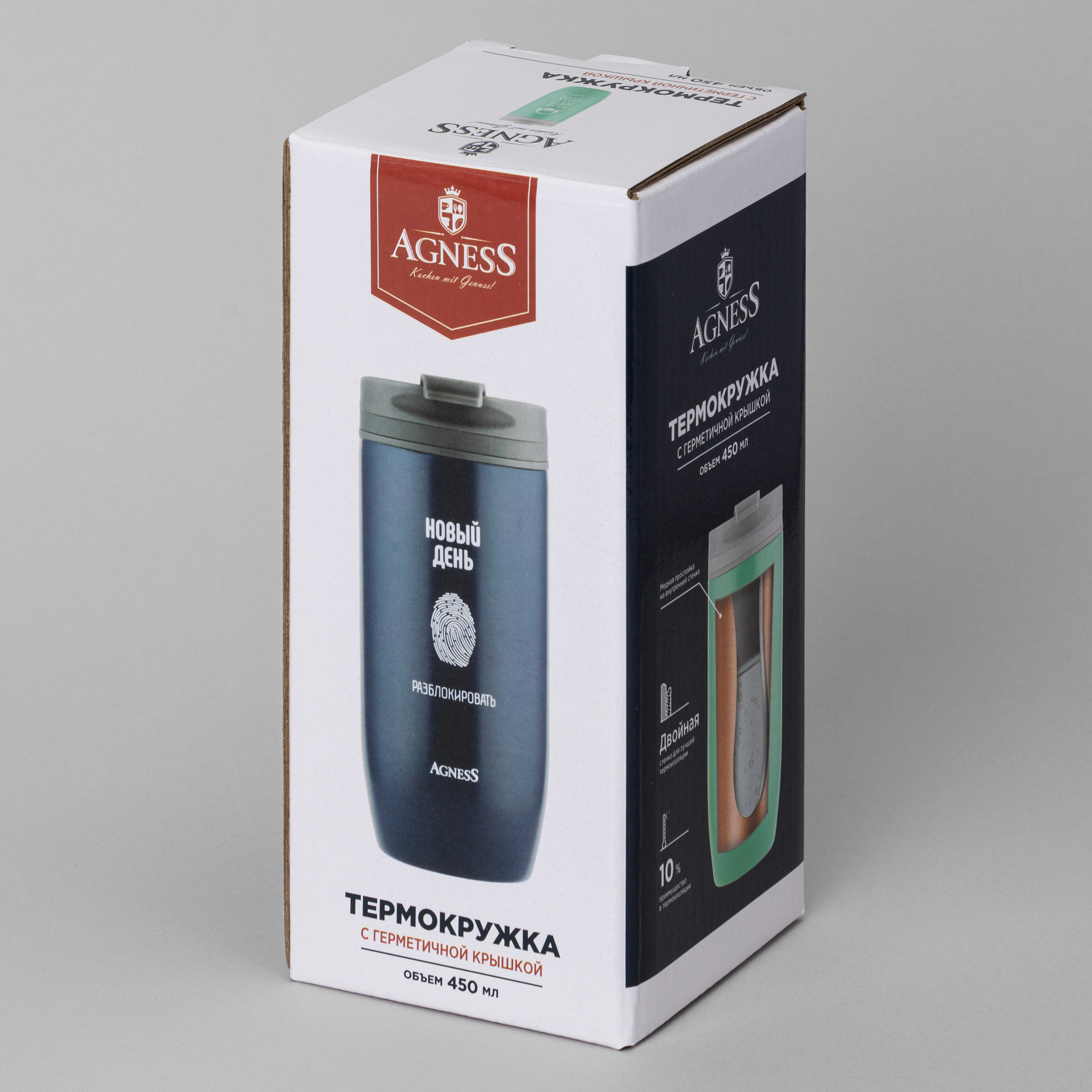 ТЕРМОКРУЖКА AGNESS, НОВЫЙ ДЕНЬ, 450МЛ