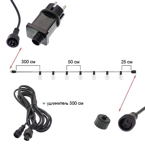 Гирлянда уличная лампочки Огонек OG-LDG24, 5 м, 10 ламп, 220 В, белый теплый