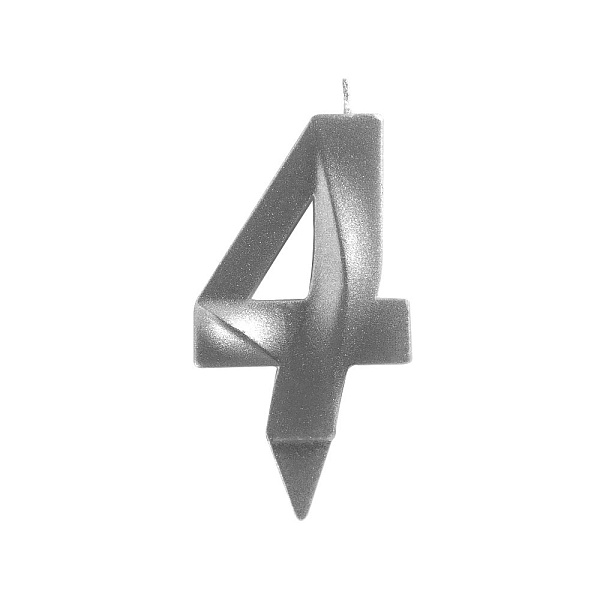 Свеча для торта "Грань" цифра 4 (хром), 8,7х4,3х1,2 см. 