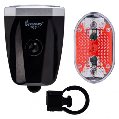 Фонарь велосипедный, набор, передний белый и задний красный, 3*АAА+2*АAА, выключатель, ABS, Smartbuy