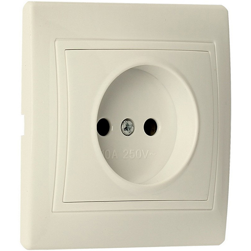 Розетка 1-местная без заземления 10А бежевая "Венера" (SBE-01i-10-S1-N-c)