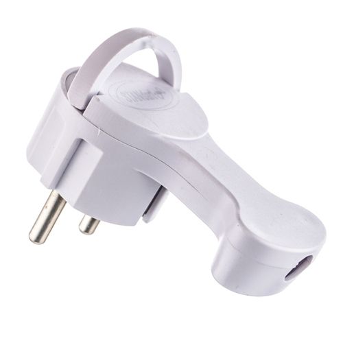 Вилка-неведимка за шкаф 16А плоская, белая, 1/