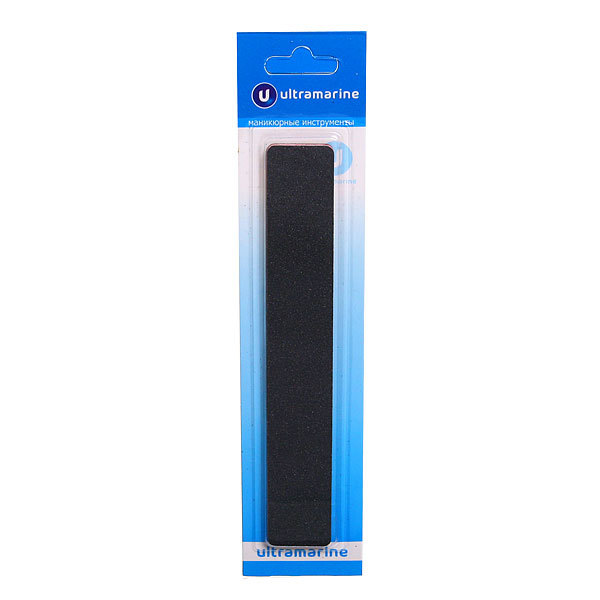 Пилка для ногтей наждачная на блистере прямая "Ultramarine", широкая, цвет черный,17,5*2,8см