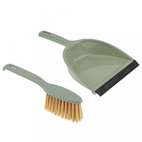 Комплект щетка-сметка Homver 221248018/04, с круглым совком с кромкой, зеленый флэк