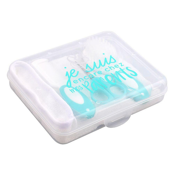 Набор для ухода за ребенком. 4 предмета. (Ножницы, щетка, расческа и мочалка)