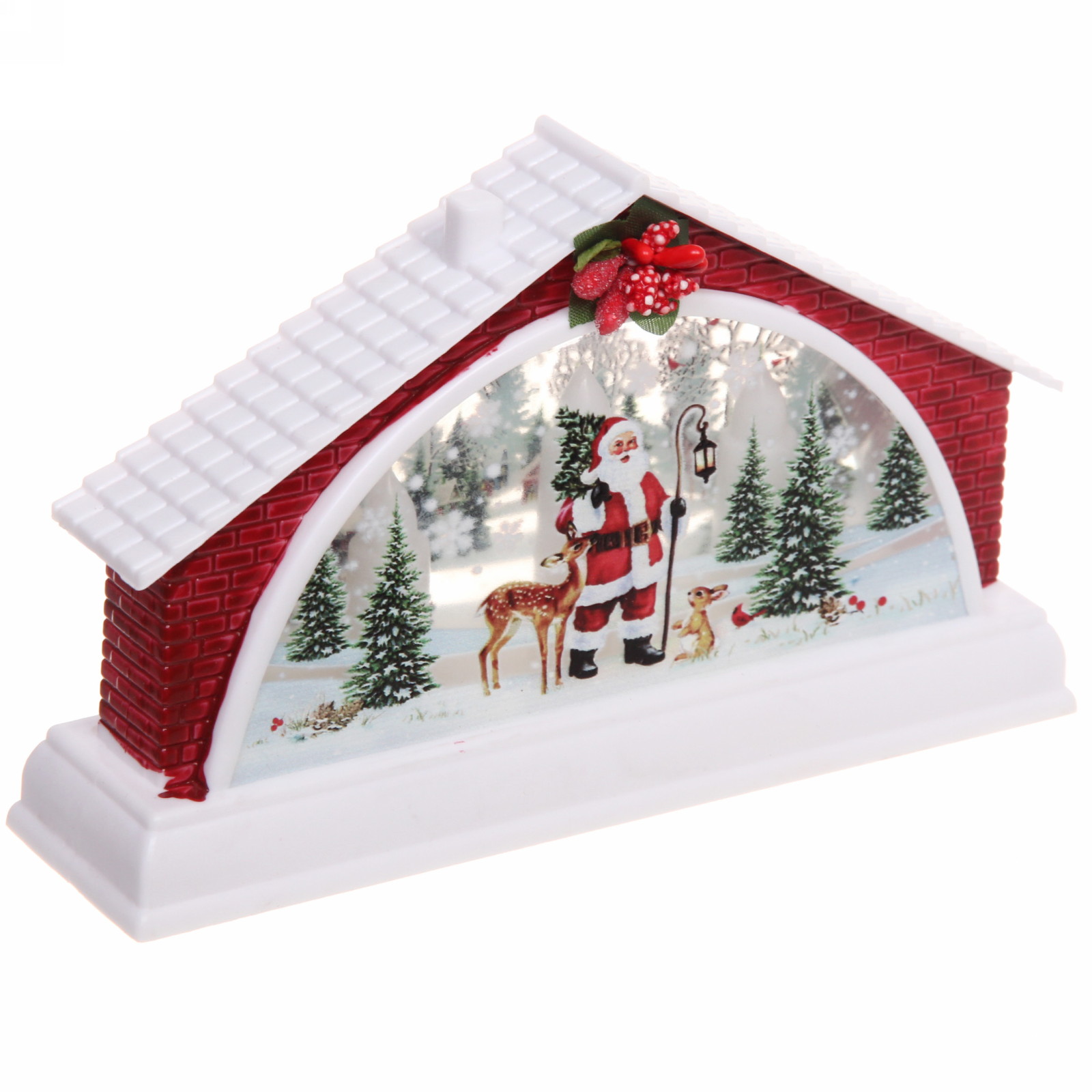 Сувенир с подсветкой "Домик с сказочными гостями" 15,5*4*9,5 см (работает от 2х батареек ААА)