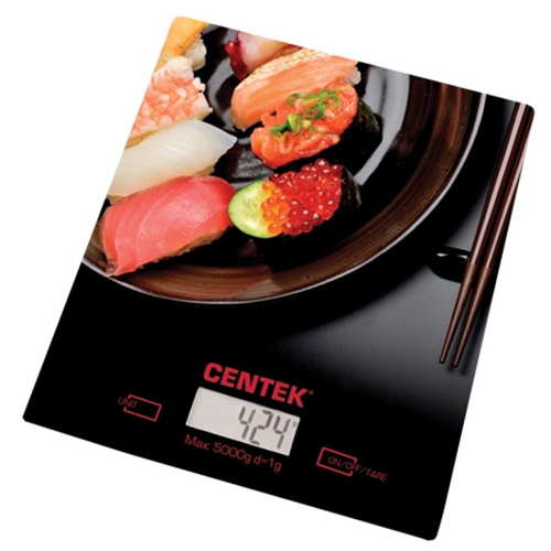 Весы кухонные электронные Centek CT-2462 LCD стеклянные, 5кг, шаг 1г (Суши) (1/12)