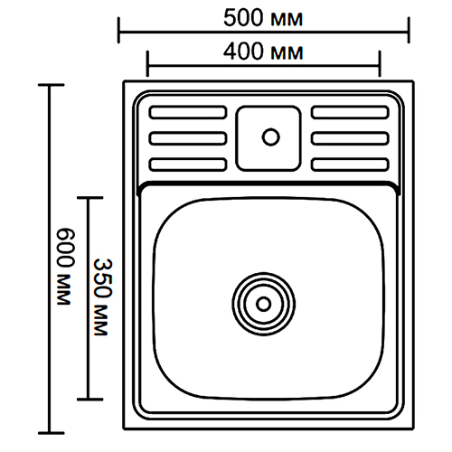 Мойка из нержавеющей стали накладная 60x50 см Ledeme L95060