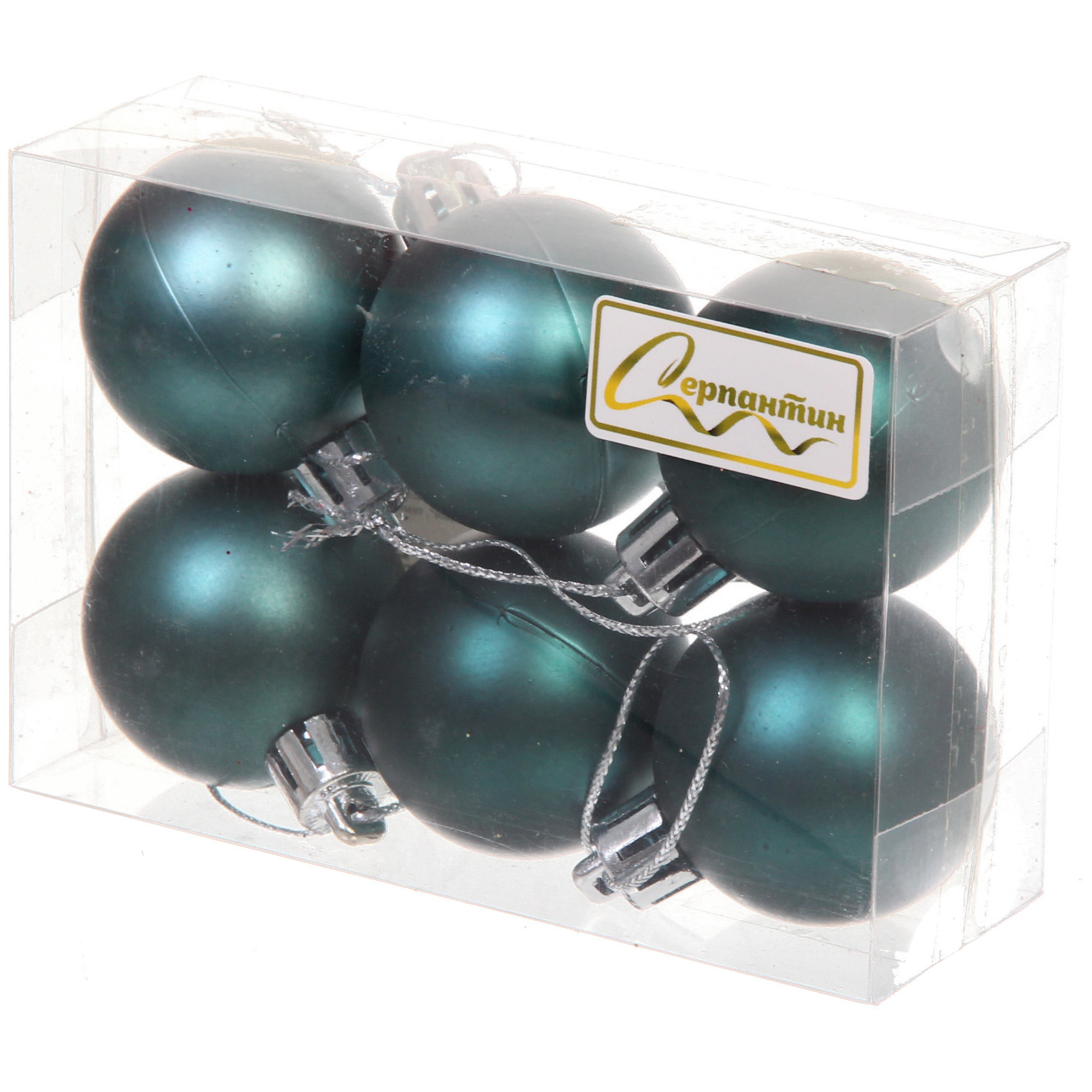 Новогодние шары 4 см (набор 6 шт) "Матовый", темный нефрит