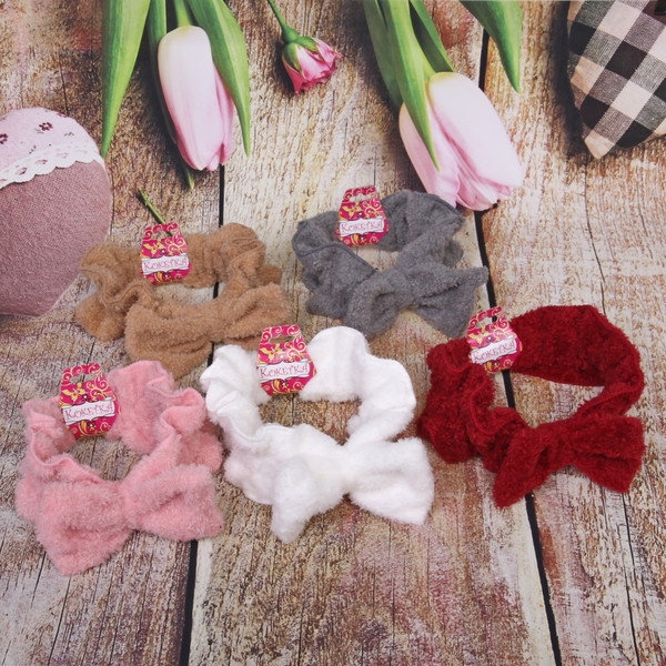 Повязка на голову "Кокетка - Махровый бантик", микс 5 цветов, 23*9см