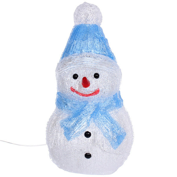 Фигура светодиодная "Снеговичок в голубом колпачке" 16*13*30 см, 20 ламп LED, авторежим, 220V, Белый