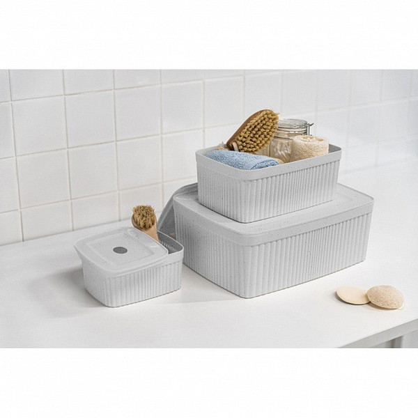 Контейнер для хранения с крышкой "VELVET", светло-серый флэк, 29,5*22,5*11см. 6,55л