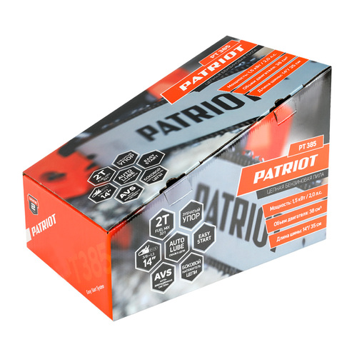 Пила цепная бензиновая PATRIOT PT 385, 38 cc, 2 л.с, шина 14", Easy Start