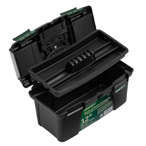 Ящик для инструмента пластмассовый ВОЛАТ, 32 х 17,5 х 16 см, 12", с лотком и органайзером