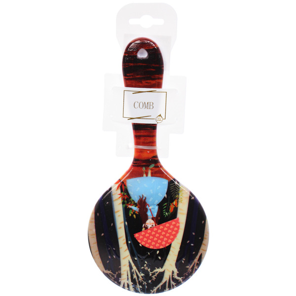 Расческа массажная круглая "ЭФФЛОДИ", микс 4 дизайна, 22*10см (PVC подвес)