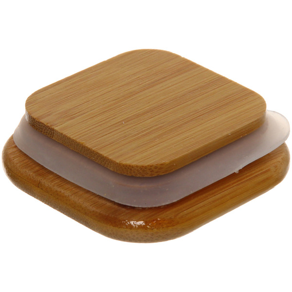 Банка для продуктов стеклянная 560мл "Хай-Тек" с бамбуковой крышкой, квадратная 6*20см