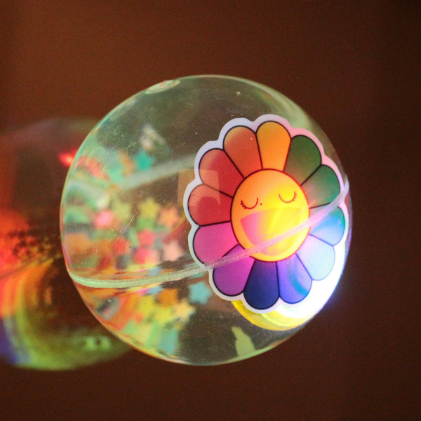 Мяч 6,5 см "Радужный цветочек" (попрыгун с водой и подсветкой) СТИКЕР НА ВЛОЖЕНИЕ