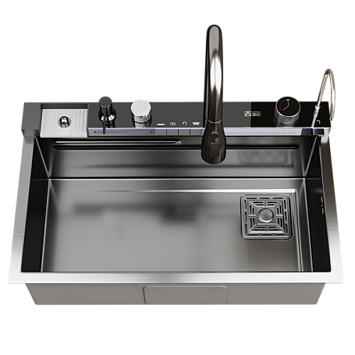 Мойка настол.монтаж 75х46, 3, 0 вып 3 1/2 MIXLINE PRO 21, 5см V2.0, ч граф сиф+доз+смес+кол+д/р+о/