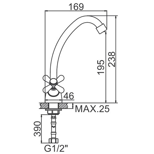 Смеситель для кухни с гайкой Ledeme L4118-2