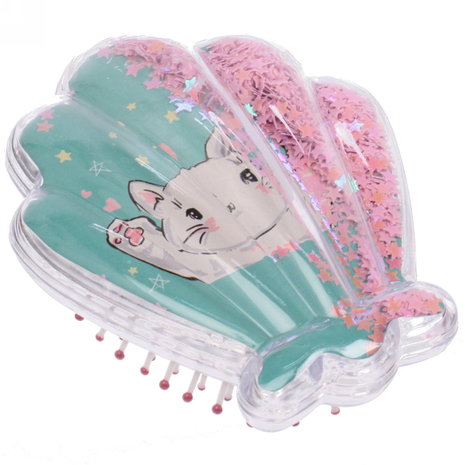 Расческа массажная детская "Seashell - Котик Луи", 9*11 см (коробка PVC)