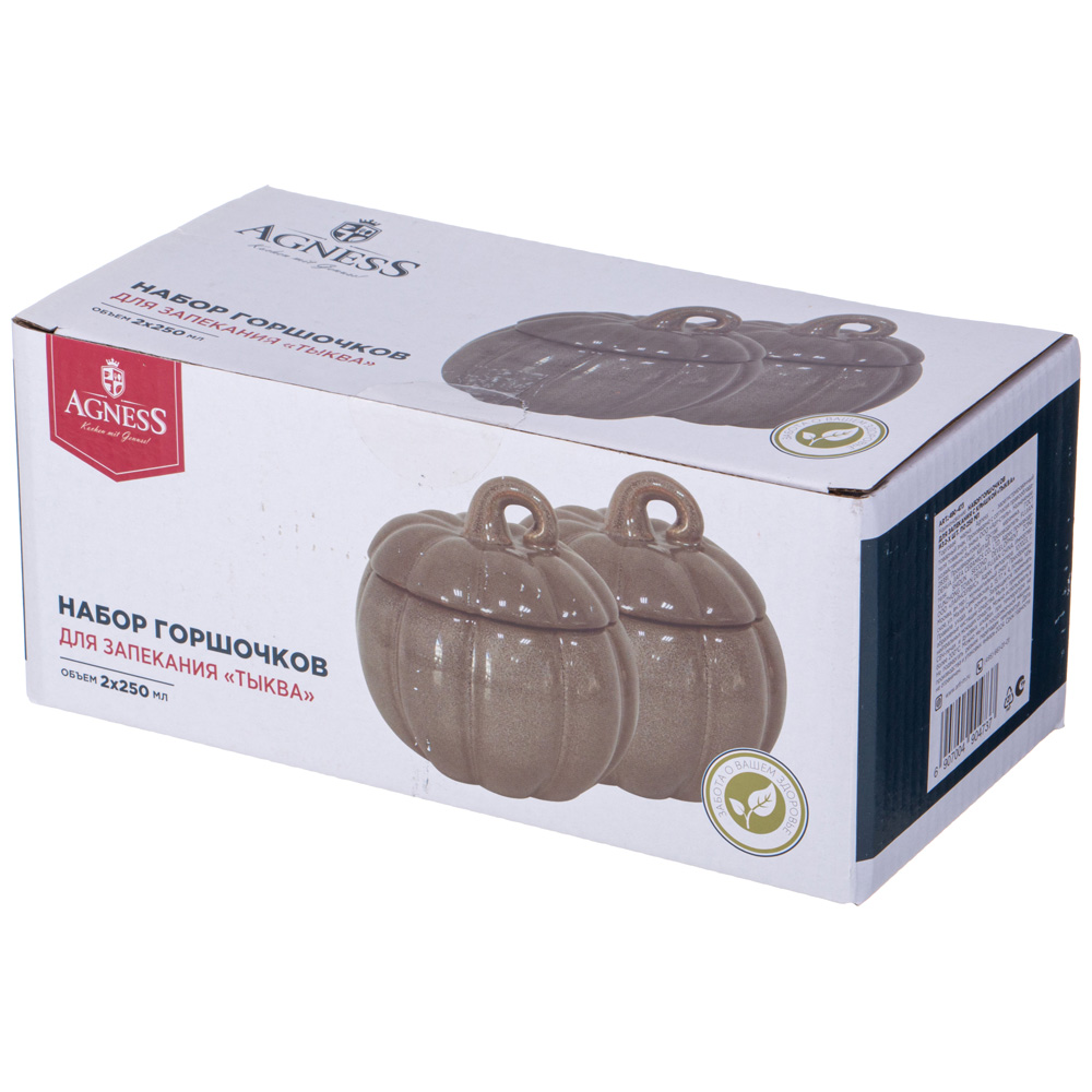 НАБОР ГОРШОЧКОВ ДЛЯ ЗАПЕКАНИЯ С КРЫШКОЙ, ТЫКВА, ИЗ 2-Х ШТ. ПО 250 МЛ
