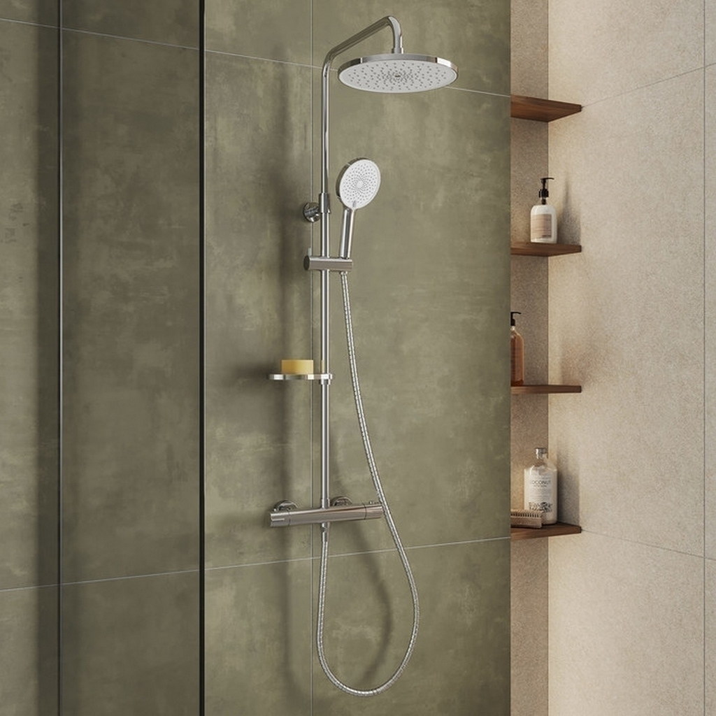 Душевая система термостат Milardo ILSSBTHM89 "Ideal Spa" лейка "Тропический душ" ХРОМ
