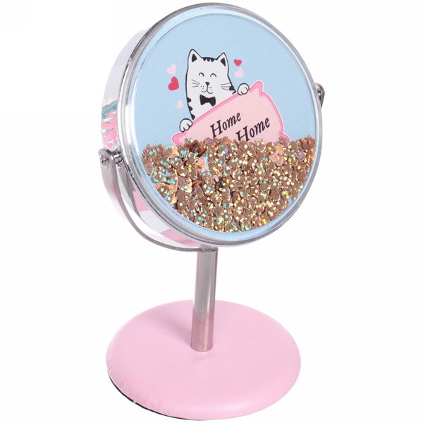 Зеркало настольное на ножке "Stylish image - Котик Пушок", круг, 8*14 см (картон. коробка)