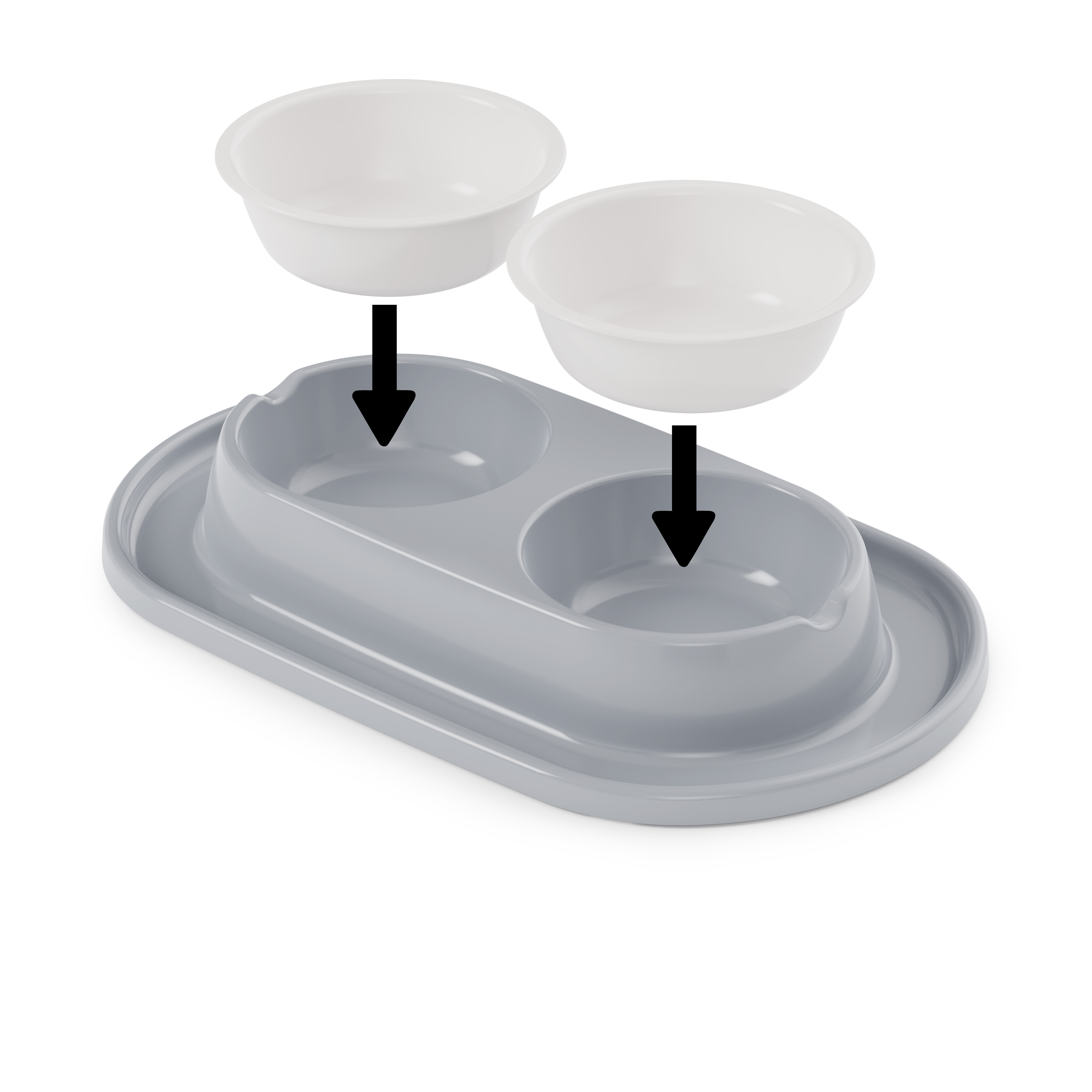 Миска ALTA для животных 0,3л двойная (на подставке)(серый) 