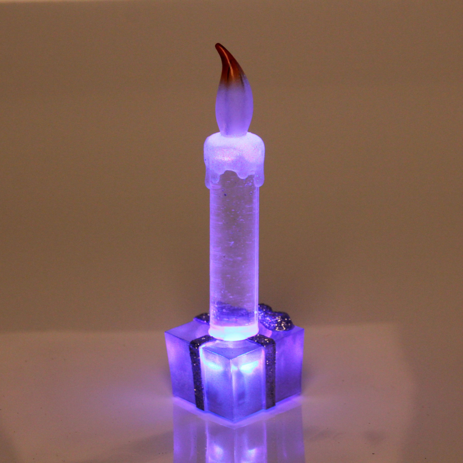 Сувенир с подсветкой "Свеча праздничная" 15 см, серебро