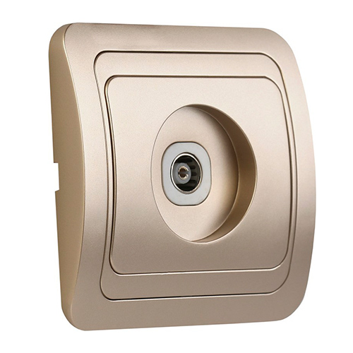 Розетка телевизионная 1-местная шампань 75Ом 5-862МГц "Марс" (SBE-02c-S1-TV)