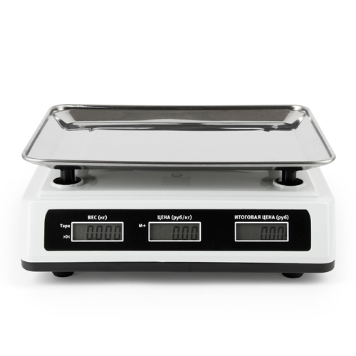 Весы торговые электронные настольные Atlanta 40 кг, панель из нержавеющей стали, ЖК-дисплей, белый