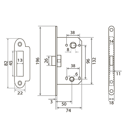 Защелка врезная Trodos SD600WC, пластик, никель
