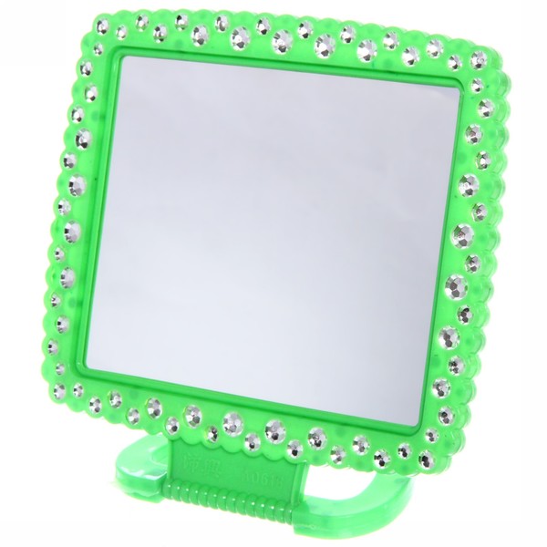 Зеркало настольное в пластиковой оправе "Белые выемки" прямоугольник, подвесное 20*16,5см 