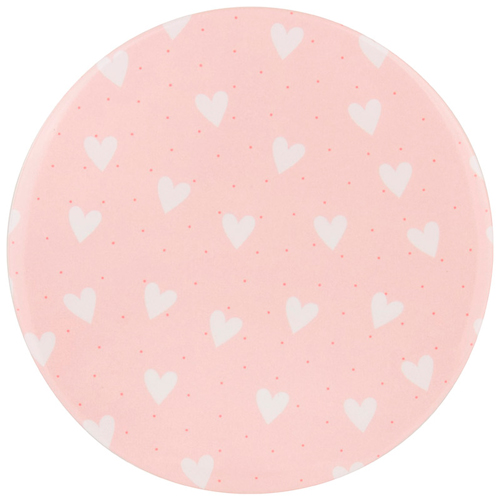 Зеркало карманное, круглое, "Сердечки", розовый