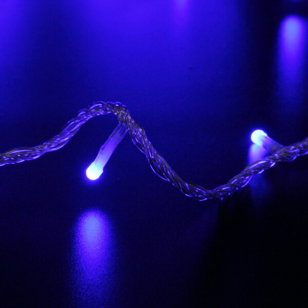 Гирлянда для улицы "Bright light" 10 м 100 ламп LED прозрач.пров.,8 реж, IP-54, Синий (возможность соединения)