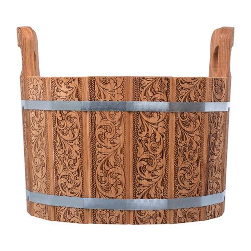 Ушат "шайка", 10 л, «Цветочный орнамент», c нержавеющей вставкой, дуб "Банные штучки" 