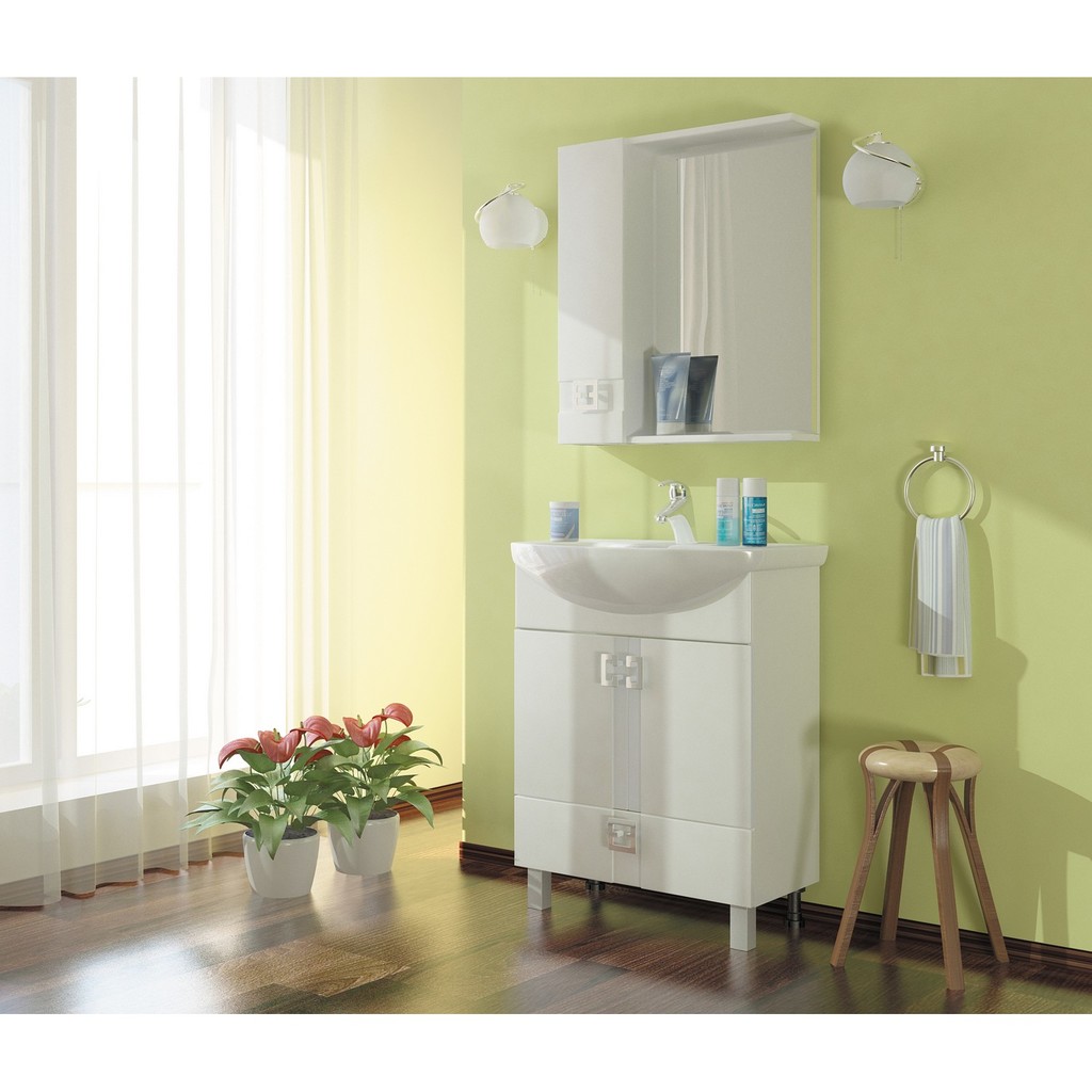 Тумба д/ванной "КВАДРО 1-65" (ОТДЕЛЬНО ПРИОБРЕТАЕТСЯ РАКОВИНА) под раковину Элеганс-65 (Rosa) (ПВХ) (раковина в комплект не входит)