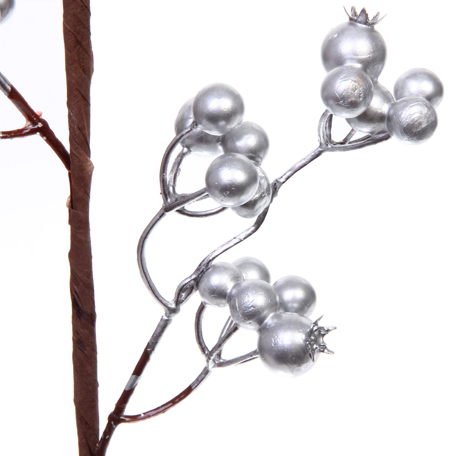 Ветка декоративная "Сказочная ягода" 60 см, Серебро
