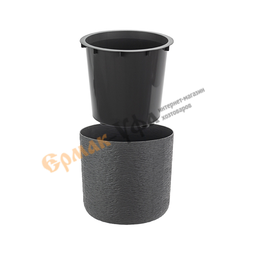 Горшок для цветов Сланец d-280мм 9,5л со вставкой (графитовый) (1/6)