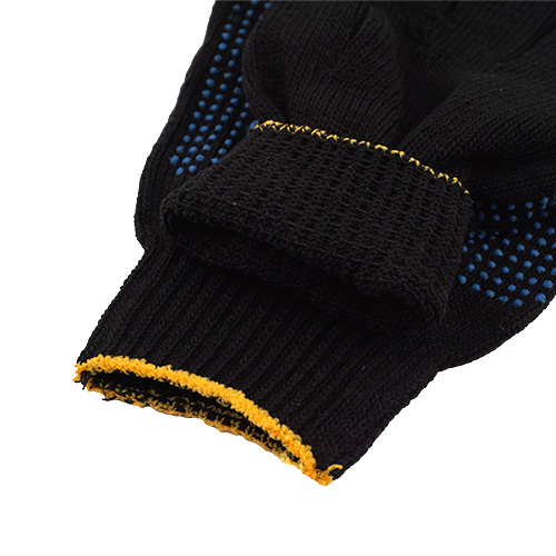 Перчатки х/б черные 7,5 кл, 6 нит с ПВХ, ЭКСТРА (Россия)  (10/300)