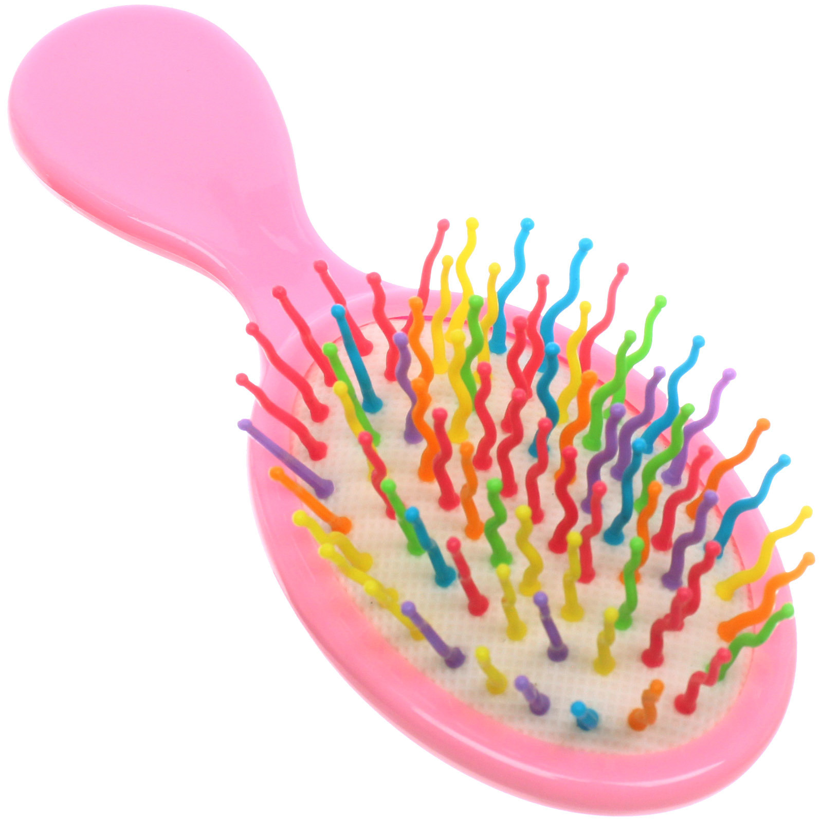 Расческа массажная детская и 2 резинки "МИЛА", леденец, цвет розовый, 14*5,5см (пакет с подвесом)