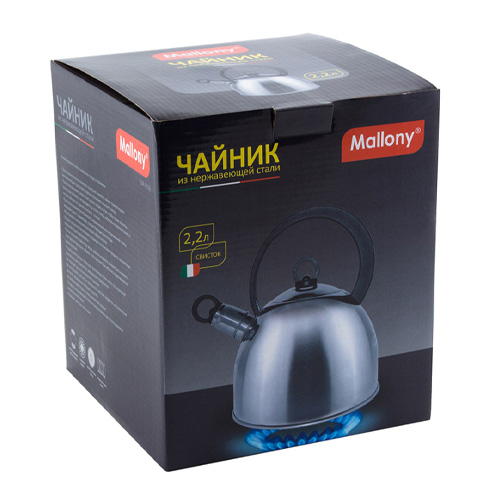 Чайник из нержавеющей стали JA-3026, 2,2 л, со свистком, капсульное дно