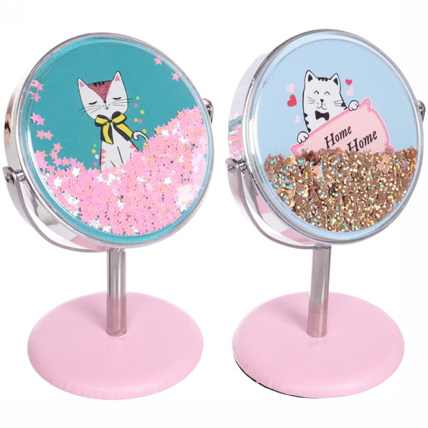 Зеркало настольное на ножке "Stylish image - Котик Пушок", круг, 8*14 см (картон. коробка)