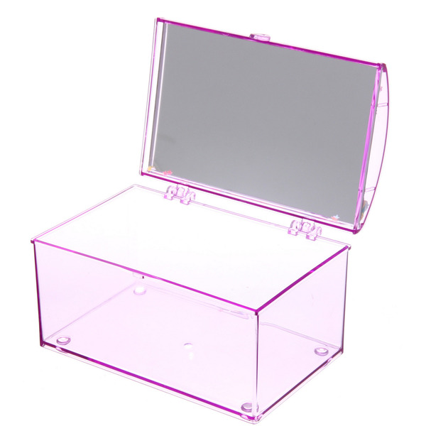 Шкатулка пластиковая с зеркалом "KiKi HAUS", сундучок, цвет сиреневый, 14.5*9.5*9см (в пакете)