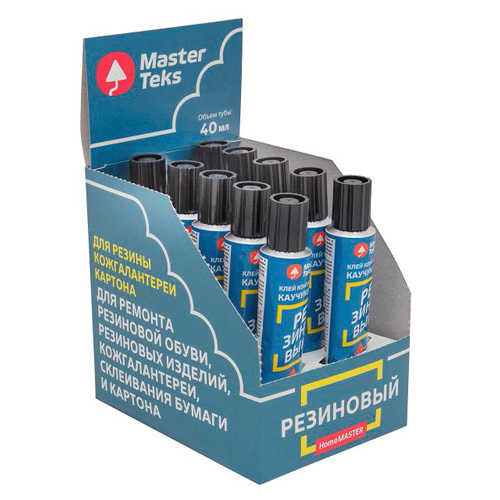 Клей контактный каучуковый MasterTeks HomeMaster резиновый 40 мл (шоу бокс), светло-серый