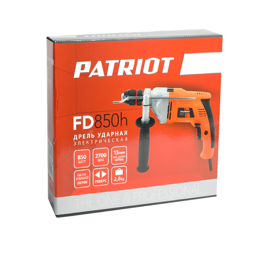 Дрель электрическая ударная PATRIOT FD 850 h, 850 Вт, 0 -2700 об/мин, 43200 уд/мин