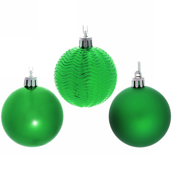 Новогодние шары 6 см (набор 6 шт) "Микс фактур", зеленый