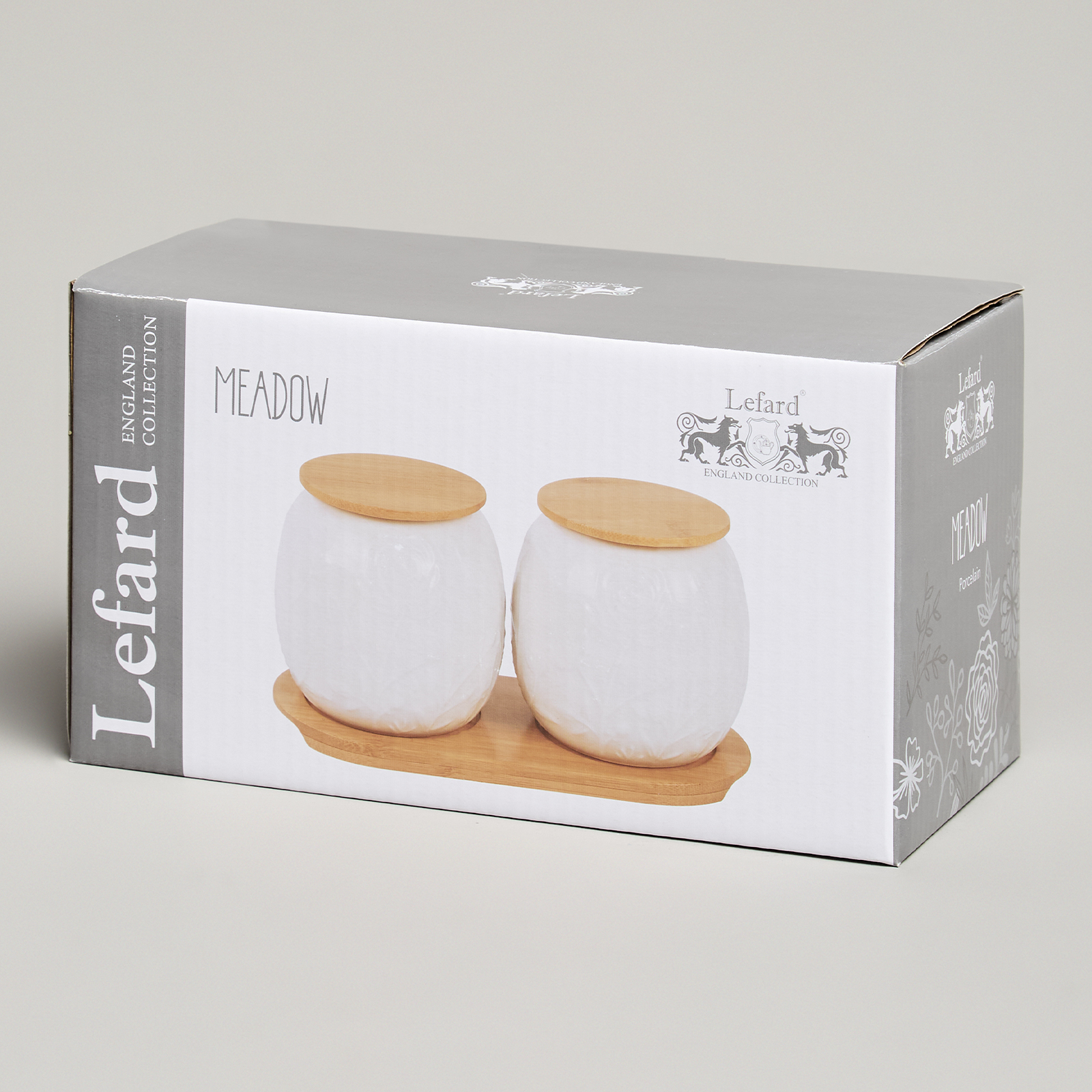 НАБОР БАНОК LEFARD, MEADOW, С ДЕР.КРЫШКОЙ НА ДЕР. ПОДСТАВКЕ 2 ШТ. 19, 5*9, 5 СМ 400 МЛ